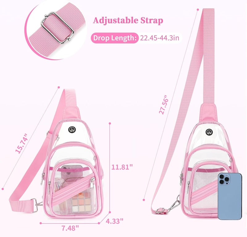 ASKSKY Clear Bag for Stadium Events, Clear Backpack Purse for Women Waterproof PVC Crossbody Fanny Pack for Concert - Image 3